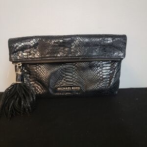 Michael Kors Metallic Snake Print Clutch